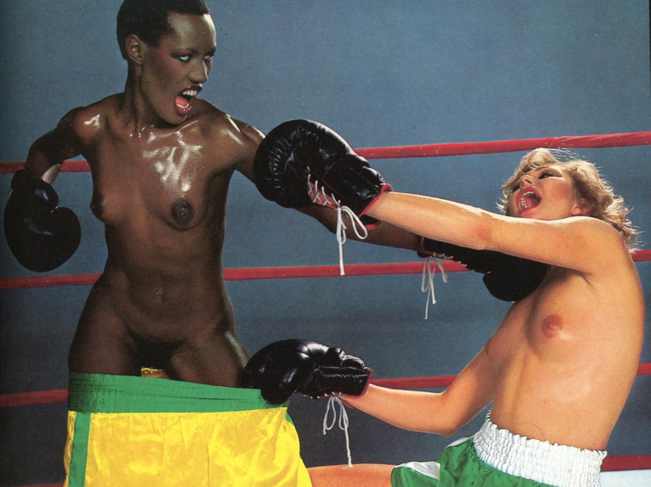 eroticaretro:African-American actress and fashion icon, Grace Jones, appearing with