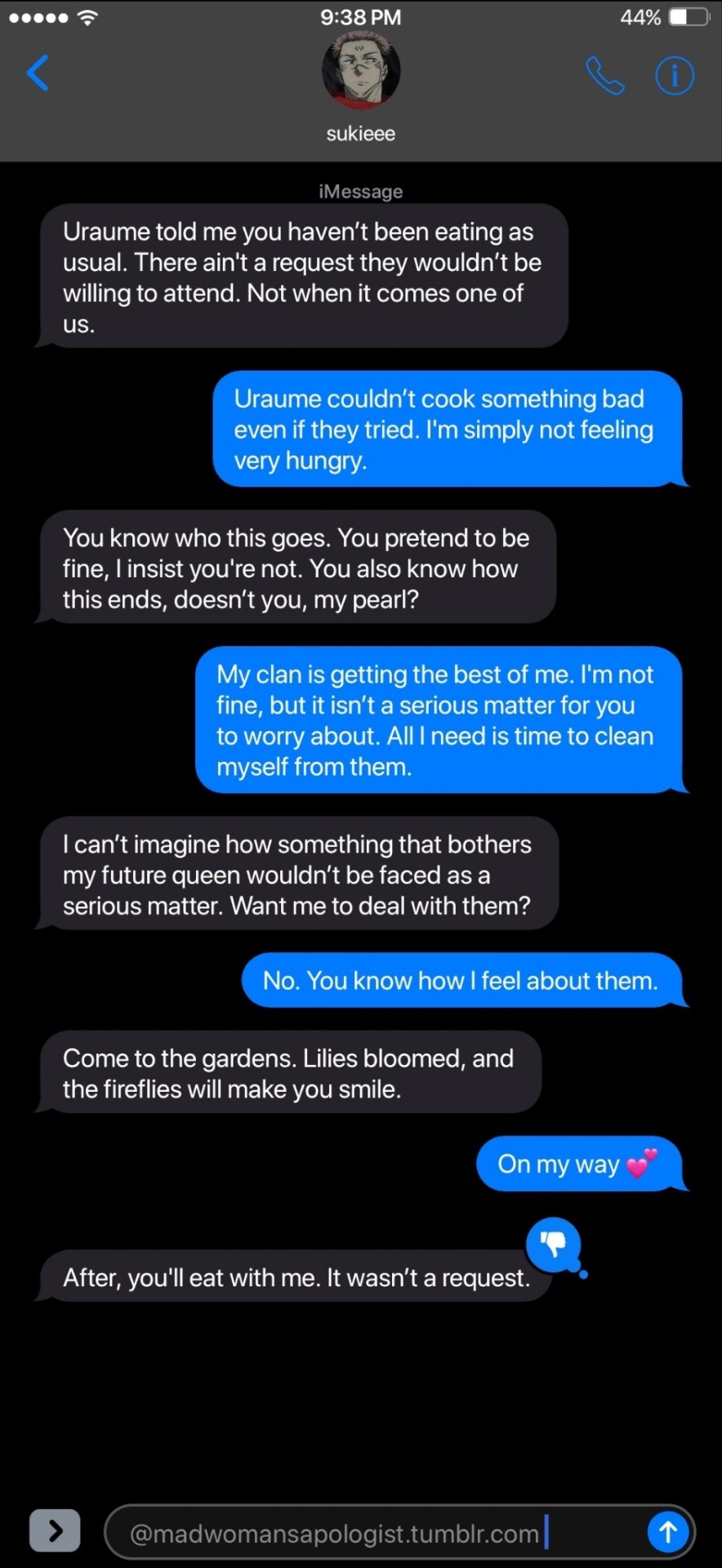 YOU'RE NOT FINE. I CAN SEE IT.