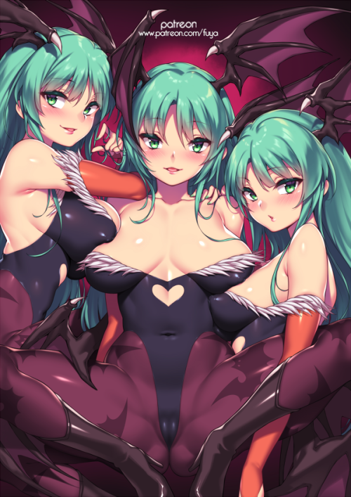 fuyahana:Morrigan Aensland(s) from Darkstalkers!What’s better than one Morrigan? Three Morrigans.Ins