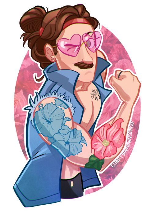 violacakes: fersantiagoart: Your favorite (ambiguously in love) hipster floral bros (characters and 