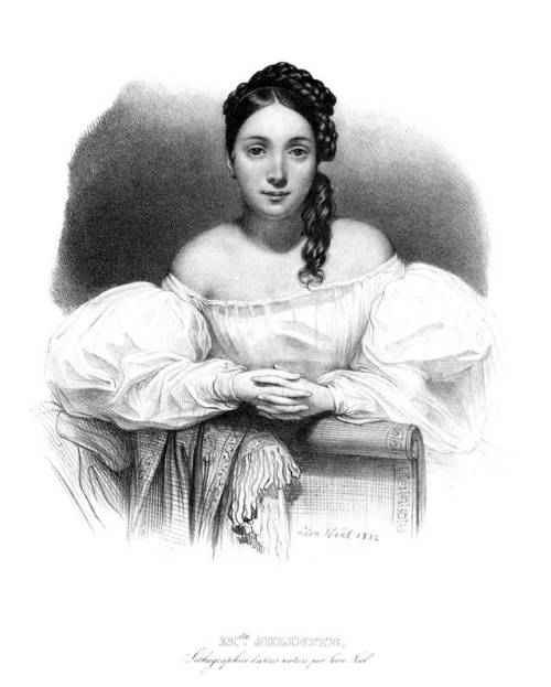 “Juliette Drouet.”  Lithograph by Alphonse-Leon Noel for the periodical L’Artiste, published about 1