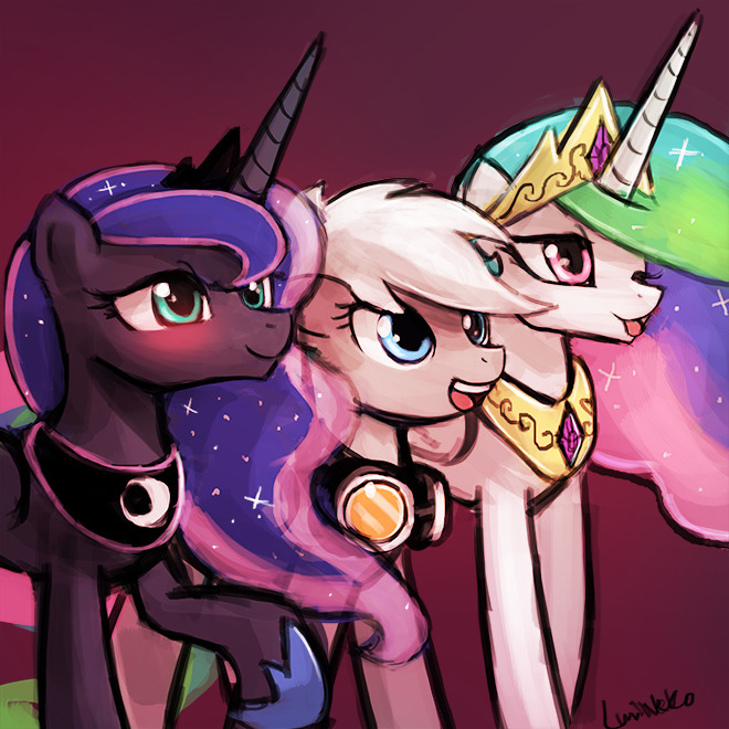 tehlumineko:  commission of these these 3 taking a pic together,  oc is winter storm