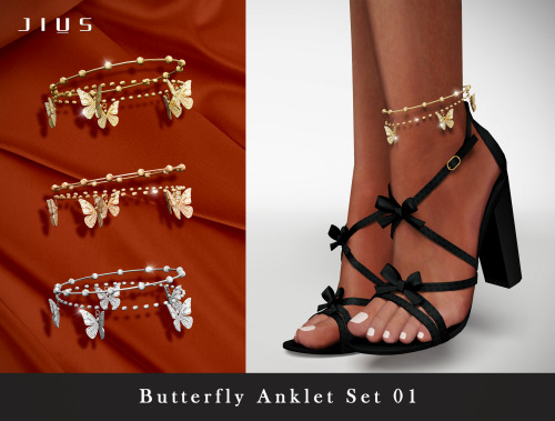 jius-sims: Flower &amp; Butterfly Collection Part II [Jius] Butterfly Anklet Set 01 3 swatchesSuita
