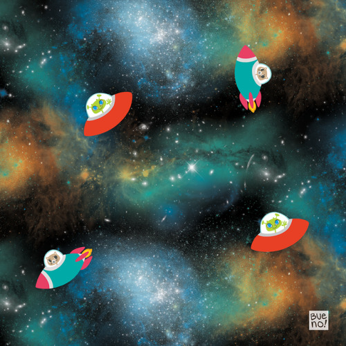 Another galaxy print with some little space kitties and alien friends :&gt;Follow me on Twitter 