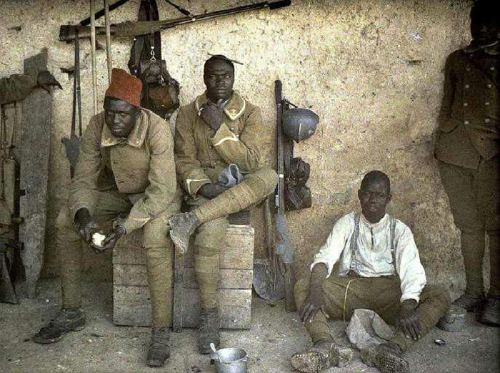 georgy-konstantinovich-zhukov: Autochrome of French Colonial soldiers during World War I.