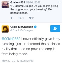 bugeyedfreaks:  Whenever people were messaging me saying that someone/the producers said Craig gave the show his blessing, this is exactly what I kept saying. The “blessing” was all hearsay. It was only official once he himself actually said anything…