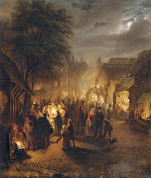 George Gillis van Haanen (1807–1879)The busy nightmarket, 1841