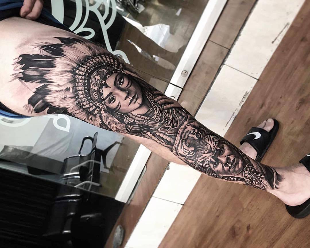 Native American style leg piece 🦅 - Krimson Ink Tattoo Studio | Facebook