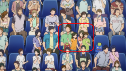 anywayimnikki:  Actually I think all the families are there: The Tachibanas of course we recognise. The Nanases next to them. Nagisa’s parents and sister(s?) to the top left. The Ryugazaki parents at the bottom right. 