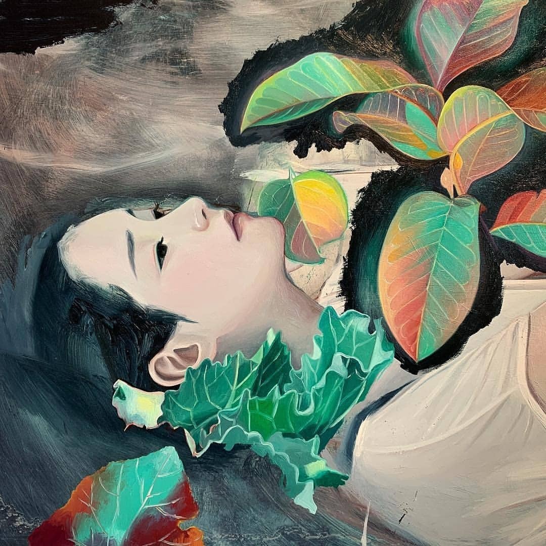 lesstalkmoreillustration:Artwork by Joanne Nam @inlander . . . . #art #painting #mixedmedia