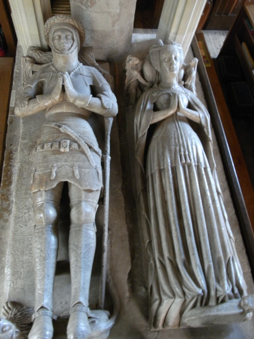 The alabaster effigies of John, 4th Lord Harington and his wife Elizabeth. Dated c. 1460