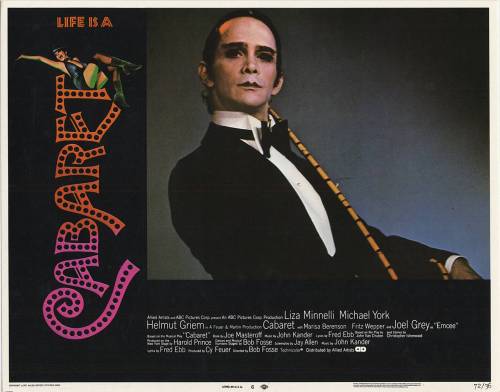 Lobby cards for the movie Cabaret, starring Liza Minelli and Joel Grey, 1972. Source