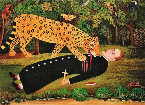 signorformica:Misionero comido por tigre —Missionary eaten by a tiger [indeed, a jaguar (