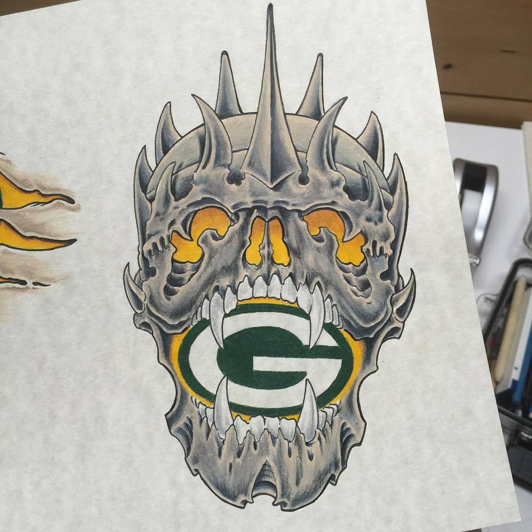 Yellow Green Bay Packers Tattoo Design