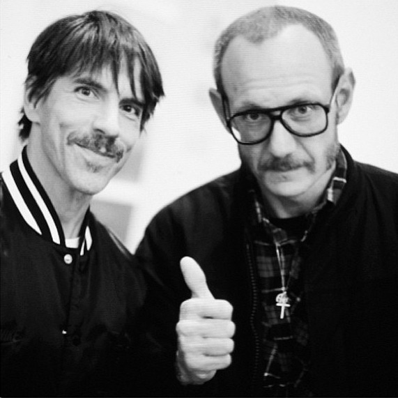 Anthony Kiedis and Photographer Terry Richardson at Richard Prince’s Cowboys Exhibition at the Gagosian Gallery in Beverly Hills on February 21st, 2013.