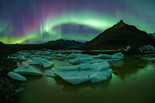 Aurora Borealis At Svinafellsjokull Travels Around Iceland By Misha Martin Aurora Borealis Over Joku