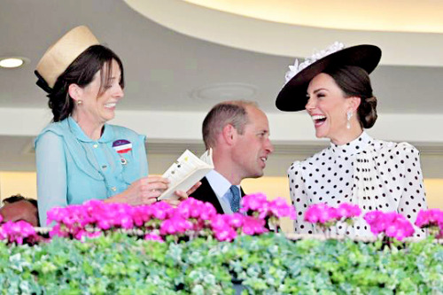 theroyalsandi:The Duchess of Cambridge seen laughing with Martha Vestey as she attends the fourth 