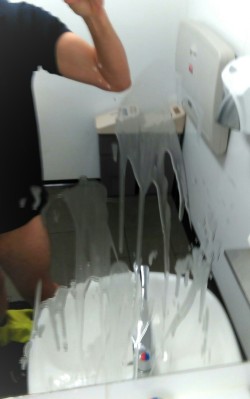 xtctroy:  goldcoastryan:  Busted a load in the mens, in the wash up area, getting off on the thought of getting caught. Left my cum all over the mirror ;)  Fuck that is hot. Perhaps you could let me know next time you are doing this…..eould love to