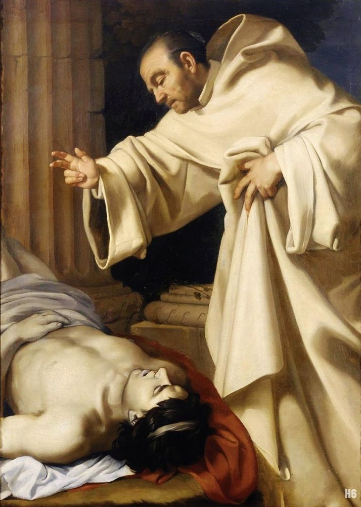 A Monk blessing a plague victim. Simon Vouet. French. 1590-1649. oil on canvas.  