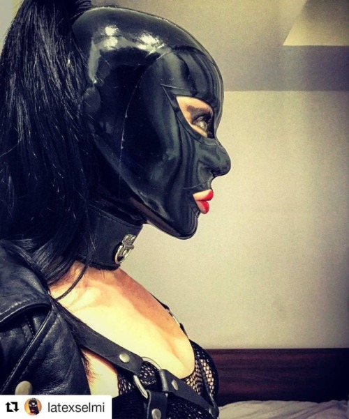rubbermeupplease: latexnemesis: Great shot of our hood with a ponytail hole for hair. Get yours now 