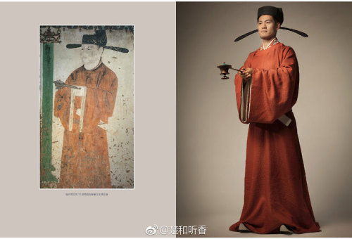 dressesofchina:Recreated Tang-dynasty outfits based on cave paintings / murals from mostly the Mogao