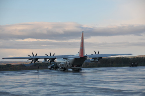 An LC-130 Skibird prepares to leave Stratton ANGB, New York, for McMurdo Station, Antarctica, in sup