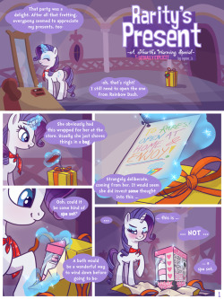 syoeeb: “Rarity’s Present” (Page 1) a new shortish (probably 5-6 or so pages?) comic ^^it’ll be solo rarity. i’ll TRY and get the pages posted within the year since it’s meant to be a seasonal thing … &lt;&lt; (no pages on the 24th or 25th,