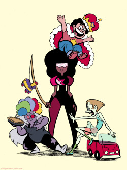 crackpotcomics:  Since every day of the week seems to bring me a new birthday notification on Facebook and a new piece of Steven Universe fanart on Tumblr, I was jointly inspired to throw some colors on a birthday card I’d made for pockypalooza some