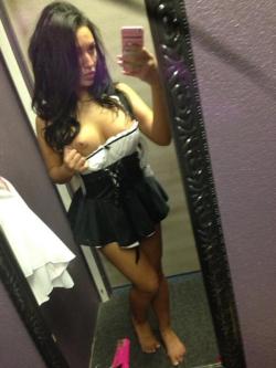 ournekkedpics:  Dirty Maid Selfie