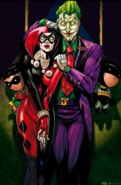 all-about-villains:  The Joker &amp; Harley : by Oliver Nome 