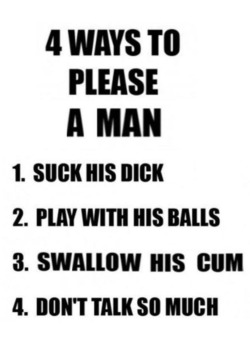 curiousdadjock:  My wife is a PRO with this mantra. But mostly, only men subscribe to its 4 basic rules.    Most of my married buddies don’t get oral from their wives after “I Do”.