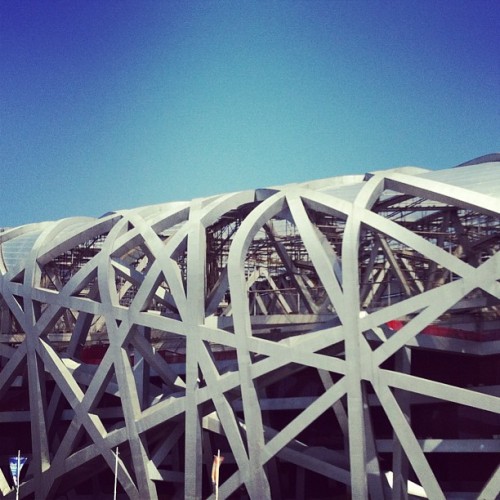 structure as facade. #architecture #birdnest #beijing (at Bird&rsquo;s Nest Stadium)