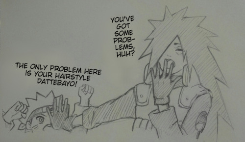 fineillsignup:  Sketches from Madara as Team 7 Sensei AU by Delicate MementoTranslated by me and reposted with permission. Please do not modify or repost elsewhere without permission of the artist. If you want to ask for permission to colour, etc, but