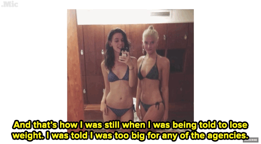 sourcedumal:  stylemic:  Watch: An agency told Rosie they wanted her “down to the bone” — so she’s fighting back and creating real change.  Follow @stylemic  Modeling agencies are LITERALLY promoting anorexia and other eating disorders.They want