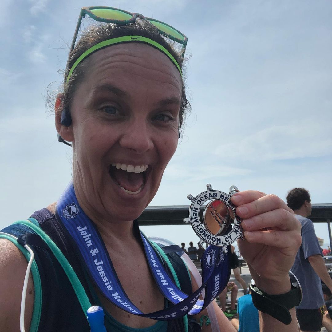 Finished a #halfmarathon under 2:30 today.  #halfmarathontraining #marathontraining #marathon #newlondon #newlondonct #cantstopwontstop #mom #running #instagood #goaldigger #woman #shokzsquad (at Ocean Beach...