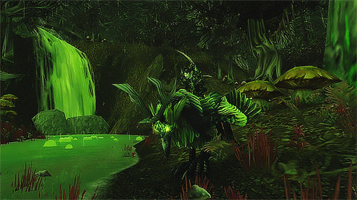lazarinas:  “Having felt the cursed touch of the Burning Legion, Felwood is an eerie,  dark, and haunted region of scattered gloomy woodlands and tainted  vales, all of it teeming with evil. The meadows of Felwood retain the  sickly, charred look they