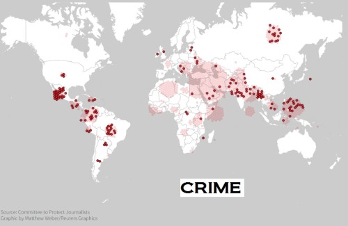 committeetoprotectjournalists: 5 maps that show the beats journalists covered when they were killed.