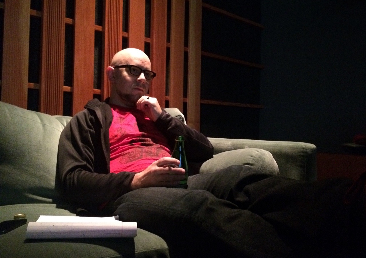 bryankonietzko:  Mike in his classic Tenzin-like beard tugging pose as we mix the