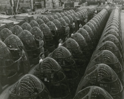 natgeofound:  Nose assemblies for Douglas A-20 attack bombers in a factory.Photograph by Douglas Aircraft Co.