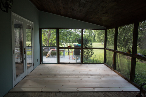 We renovated the porch floor in June. It was covered in decades-old outdoor carpet, but had an intac