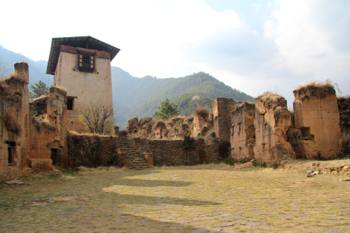 wordpoker:  Fortress ruins in Bhutan, I remember patiently waiting for everyone to slowly clear out and move on so I could get this picture. 