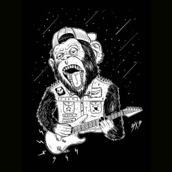 anggadotexe:  “Yeah its monday monkey”  #monkey #gorilla #gorilaz #slashrock #rock #guitar #rockstar #monday #slash #sing #singer #illustration #illustrator #exe #bali #baliillustrator #drawing #digitalart #artwork #tees #teesdesign #yeah #fvckyu