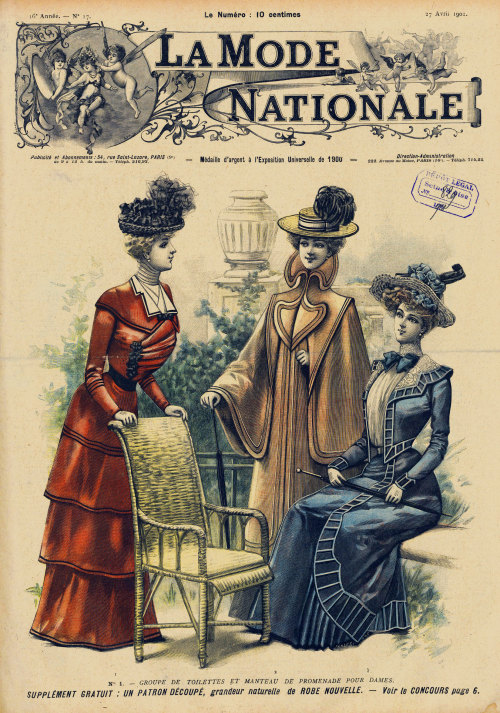 La Mode Nationale, No. 17, 27 Avril 1901, Paris. No. 1. Groupe De Toilettes Et Manteau De Promenade Pour