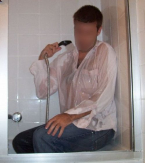 Some years ago, enjoying wetlook at the shower. 