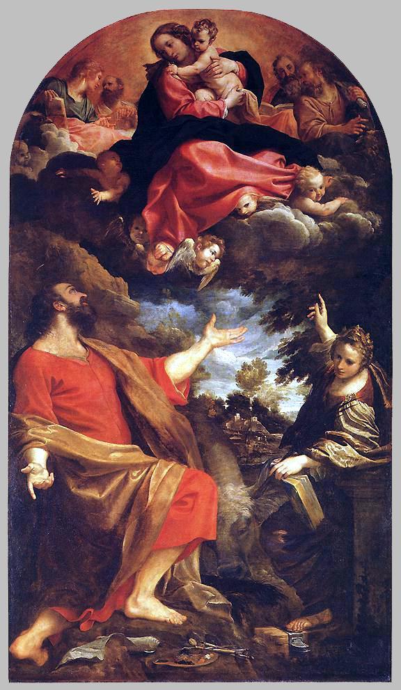 baroqueart:  The Virgin Appears to Saints Luke and Catherine by Annibale Carracci