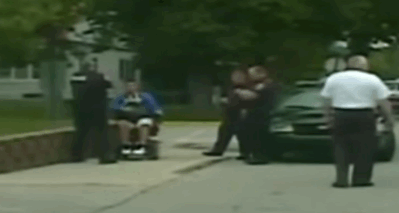 oparnoshoshoi:ragemovement:An Indiana police officer has kept his job after pushing over a man in a 