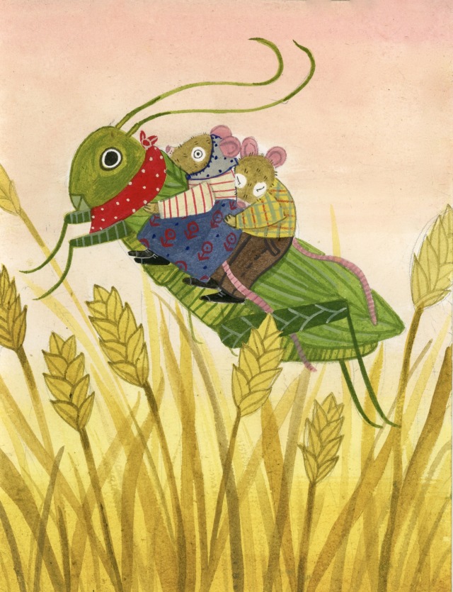 And the grasshopper carried the mice through the quickening wheat field.