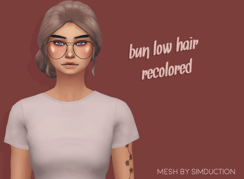 pxelpink:  simduction‘s bun low hair recolored! mesh is NOT included, download it here  i