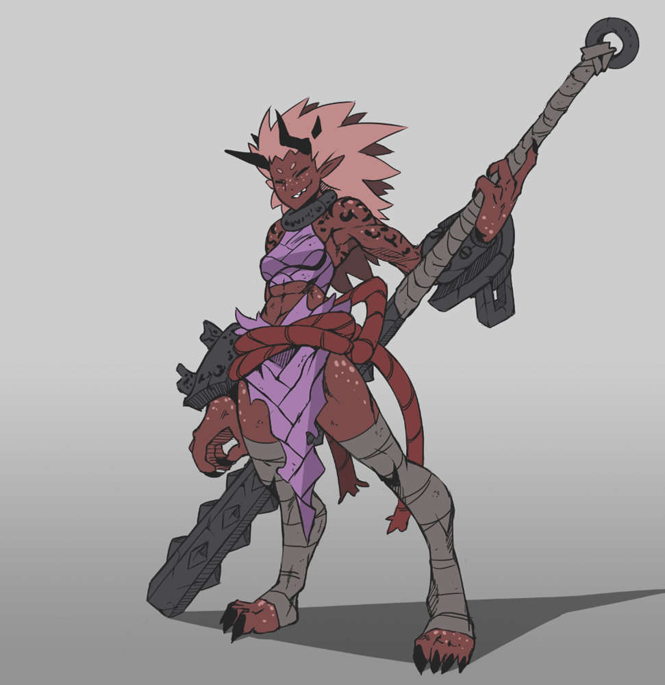 I was asked to make portfolio a few years ago, so I made some Oni girls. :3 Found