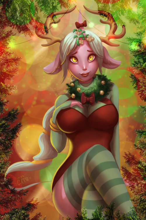 noone-expects-the-banana: without–sound: whimsyykittyy: A Christmas Soraka.. Merry xmas :)Devi